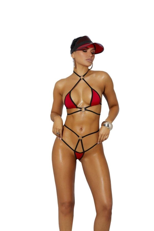 Lycra Bikini Top and Matching G-string with Black… - 82287